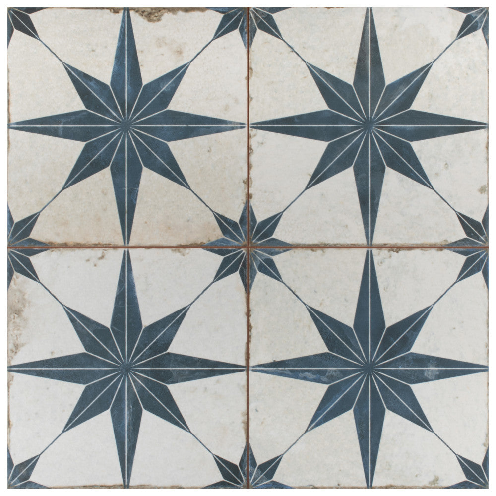 Merola Tile Kings Star Blue 17-5/8 in. x 17-5/8 in. Ceramic Floor and Wall Tile