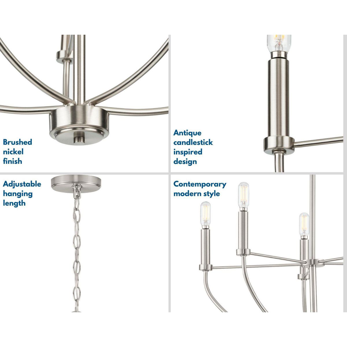 Progress Lighting Leyden 5-Light Brushed Nickel Transitional Chandelier