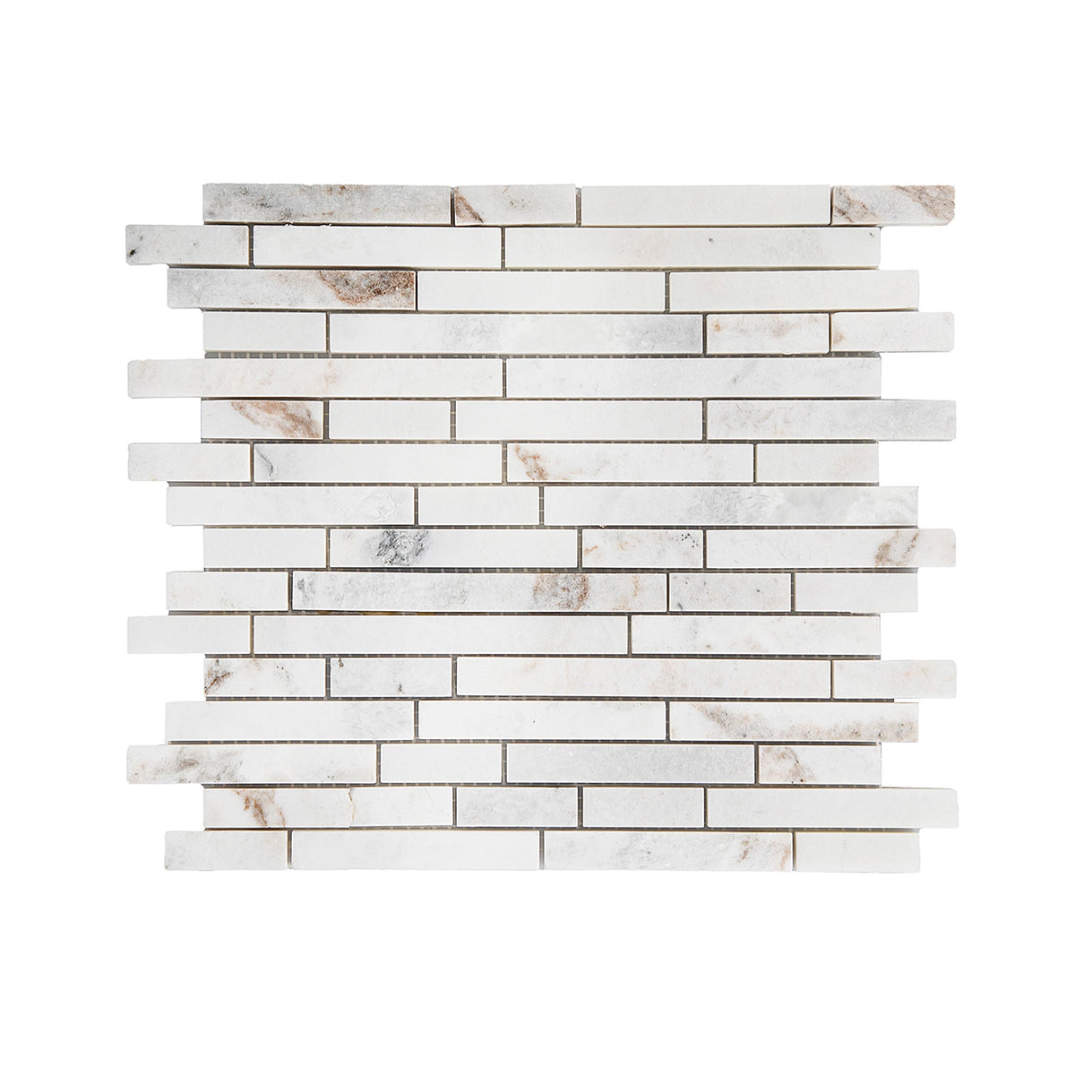 Daltile Genuine Stone White Ember 10-in x 13-in Honed Natural stone Marble Patterned Linear Mosaic Floor and Wall Tile product image