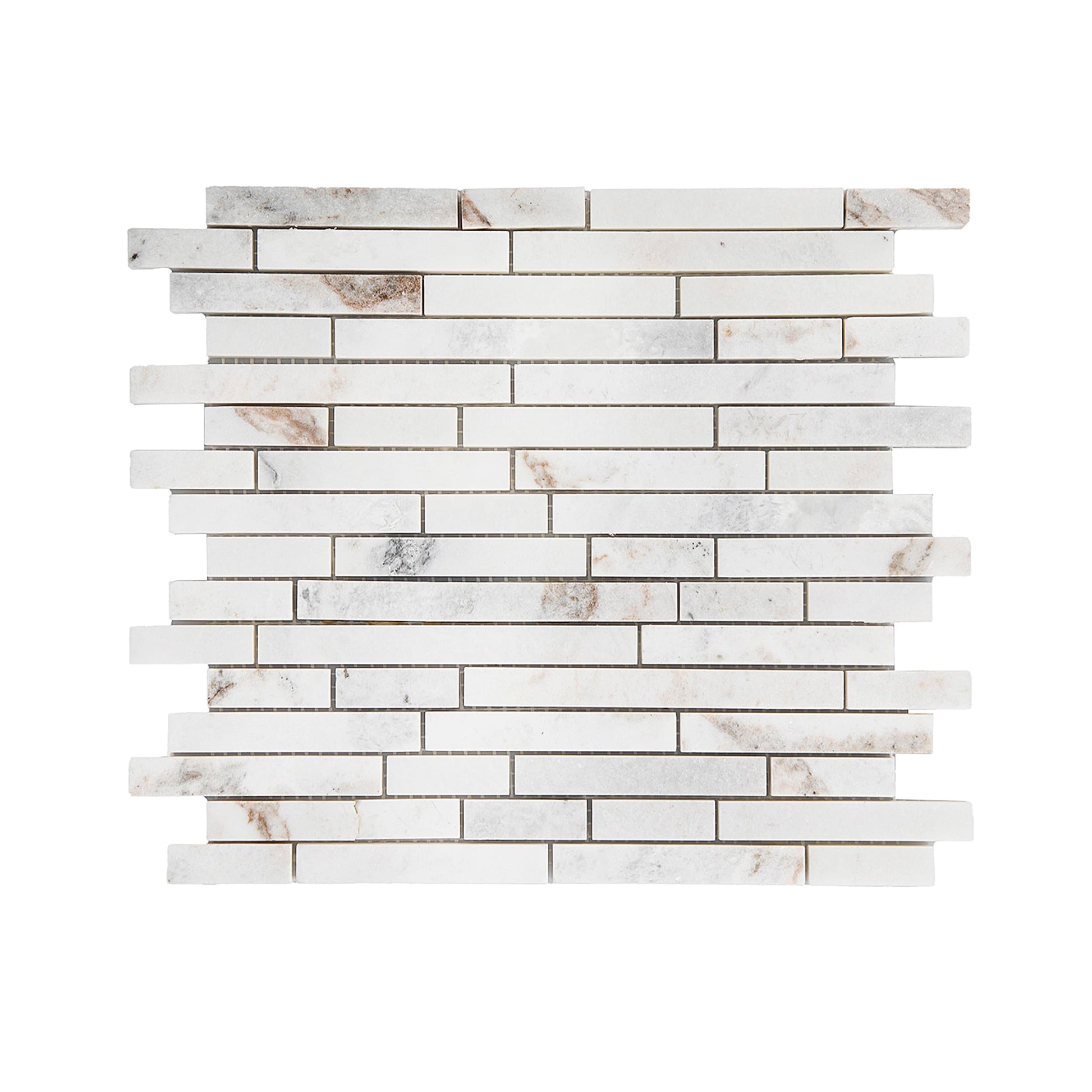 Daltile Genuine Stone White Ember 10-in x 13-in Honed Natural stone Marble Patterned Linear Mosaic Floor and Wall Tile product image