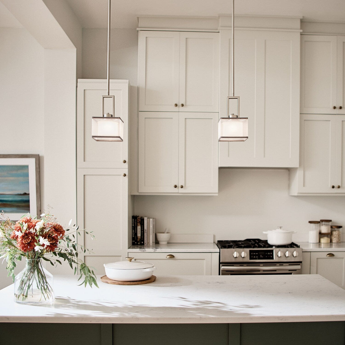 Kichler Kailey Brushed Nickel Modern/Contemporary Square Mini Pendant Light