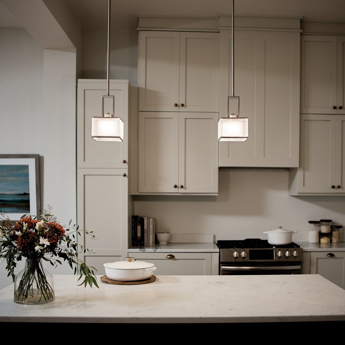 Kichler Kailey Brushed Nickel Modern/Contemporary Square Mini Pendant Light