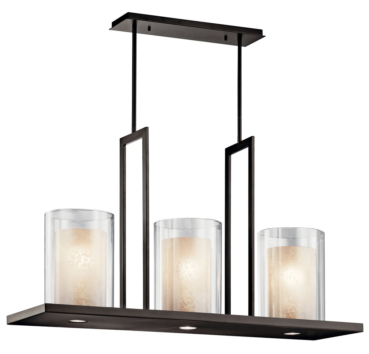Kichler Triad Linear Chandelier, Olde Bronze, Clear/Frosted Glass, 40 in. Length (Model 42548OZ)