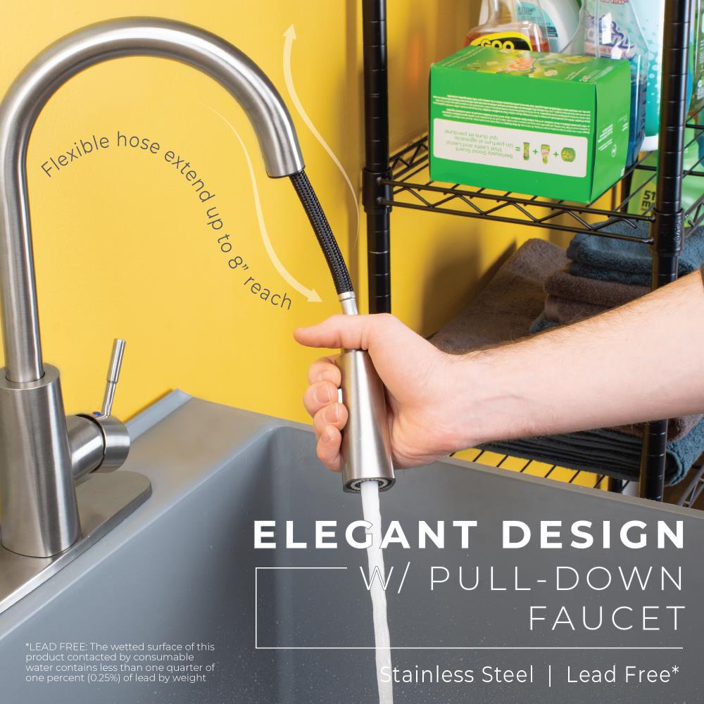 Cambridge Resources Freestanding Utility Tub with High-Arc Faucet - Gray