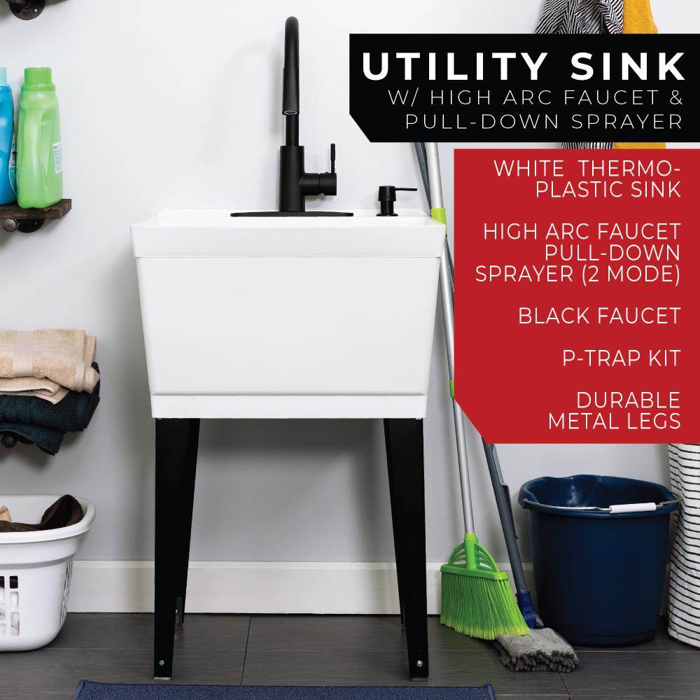 Cambridge Resources 23.5-in x 22.875-in 1-Basin Utility Tub with Faucet and Drain
