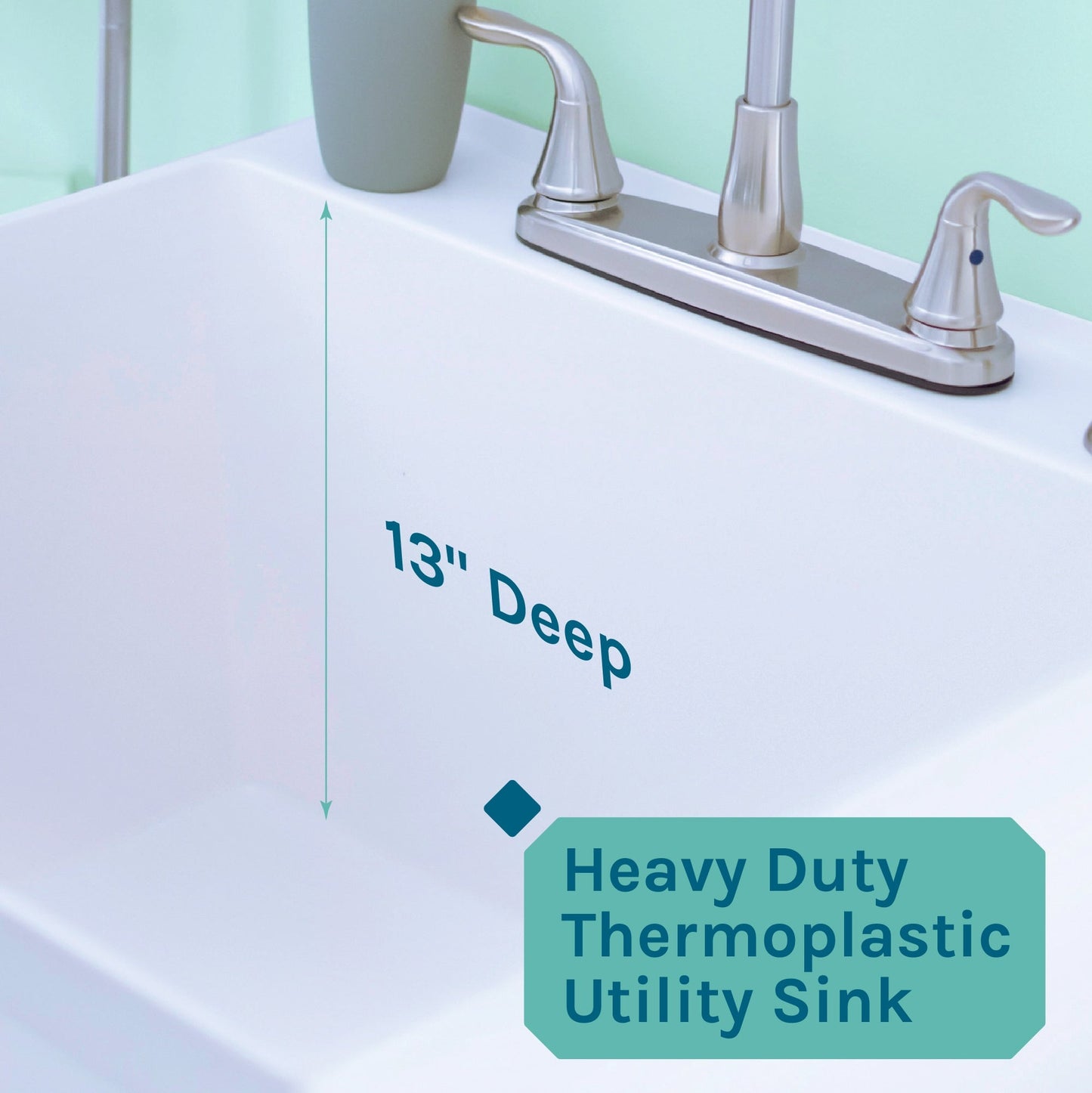 Cambridge Resources White 1-Basin Freestanding Utility Tub with Drain and Faucet