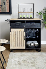 Grayson Lane Black Metal Base with Wood Top Rolling Kitchen Cart (41-in x 16-in x 34-in)