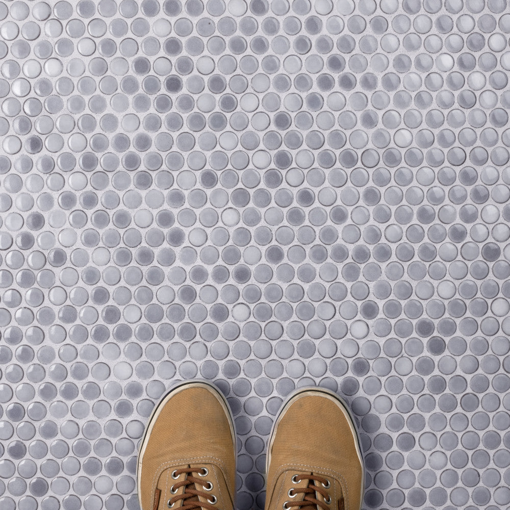 Merola Tile Hudson Penny Round Grey Eye 12 in. x 12 in. Porcelain Mosaic Tile (10.74 sq. ft. / Case)