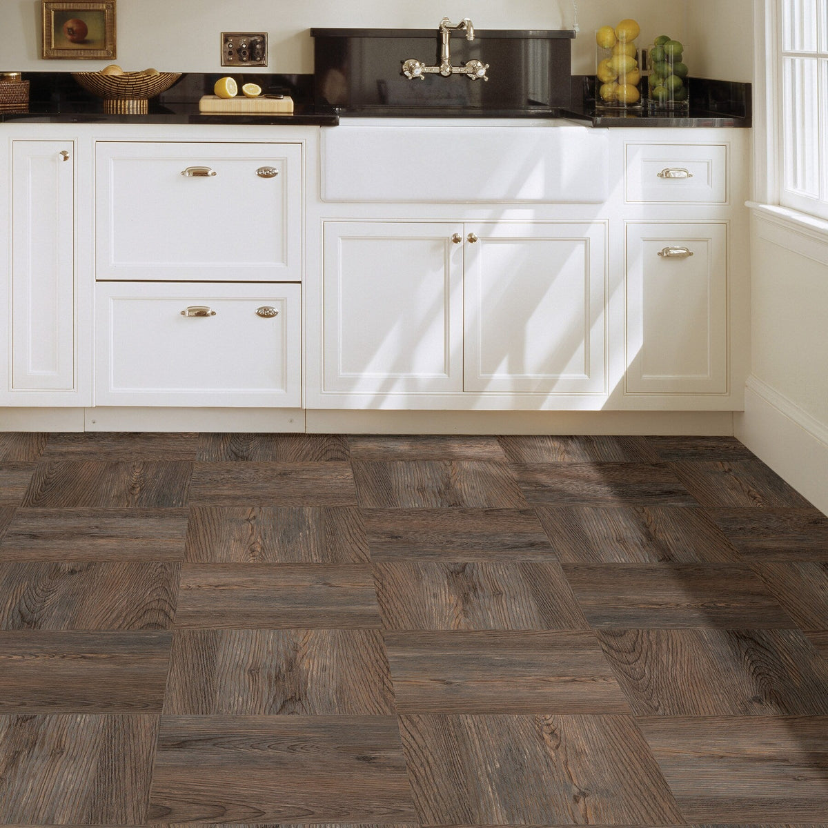 FloorPops Knotting Hill Brown 12-in x 12-in Water-Resistant Peel-and-Stick Vinyl Tile Flooring, 20-sq ft Carton