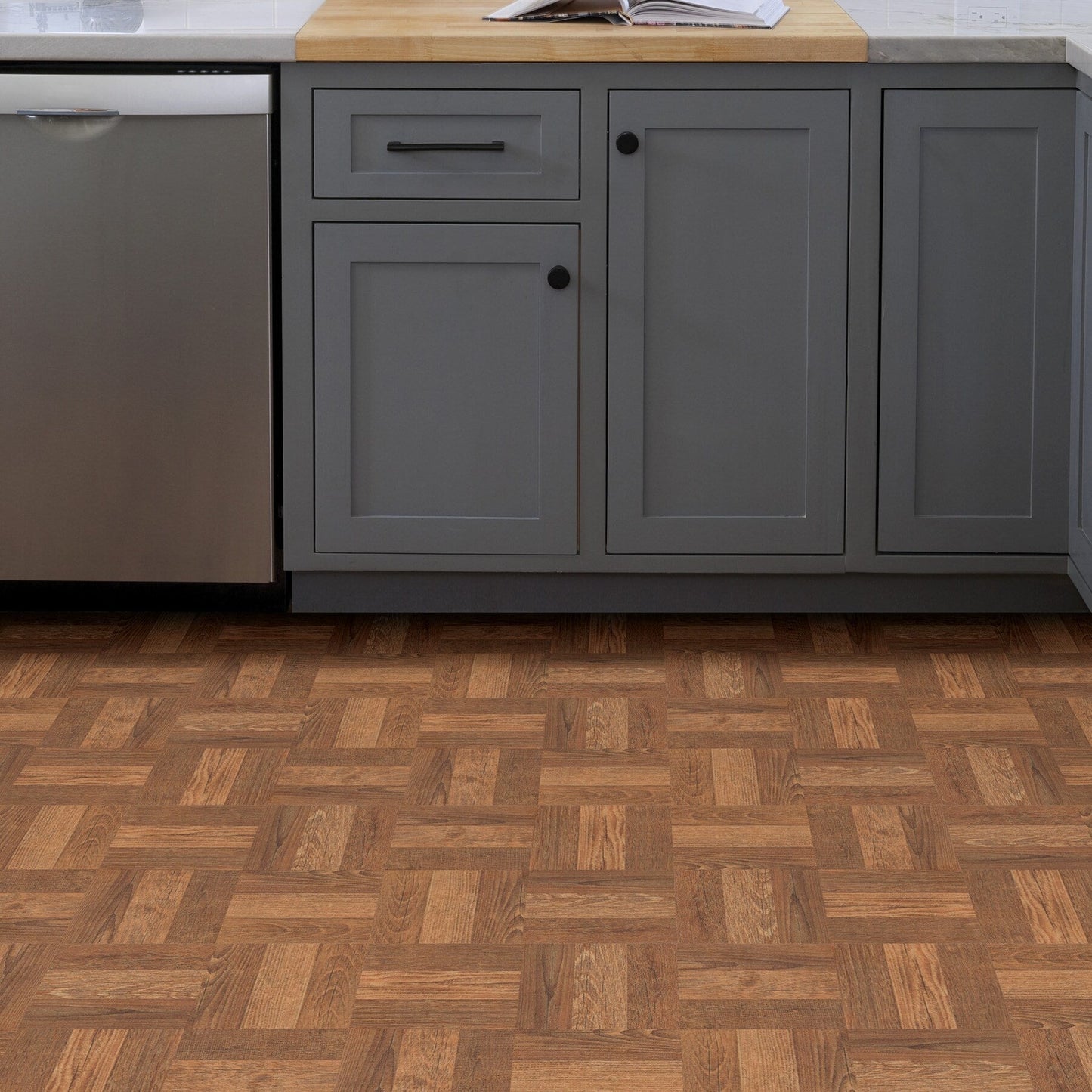 FloorPops Brown 12-in x 12-in Water-Resistant Peel-and-Stick Vinyl Tile Flooring, 20-sq ft Carton