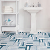 FloorPops Blue 2.76-mil x 12-in W x 12-in L Water Resistant Peel and Stick Vinyl Tile Flooring