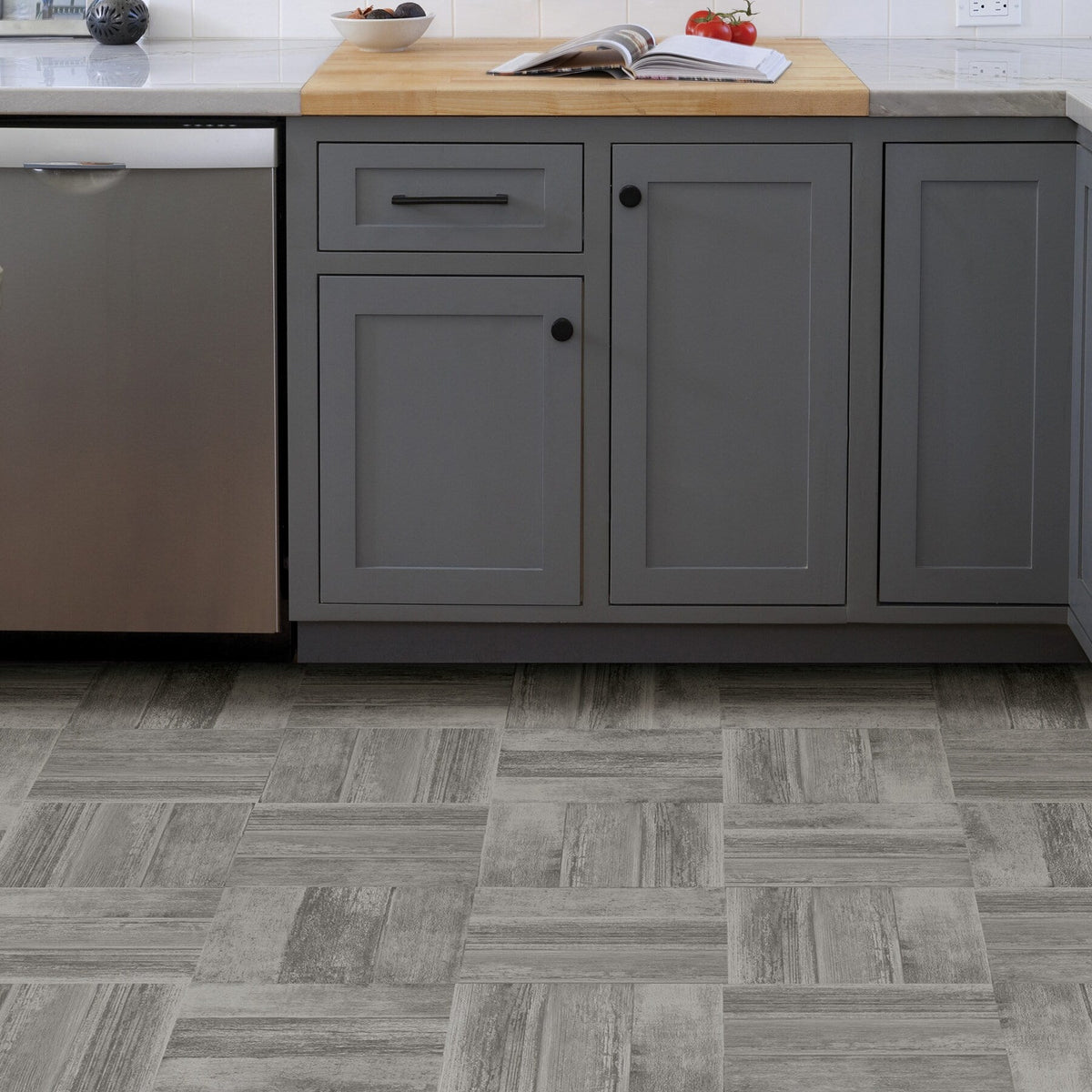 FloorPops Grey 12-in x 12-in Peel and Stick Vinyl Tile Flooring, Water Resistant, 20-sq ft Carton
