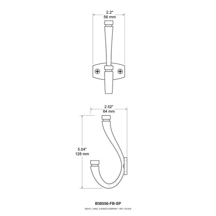 Warm Industrial 5 in. Brushed Brass Coat Hook