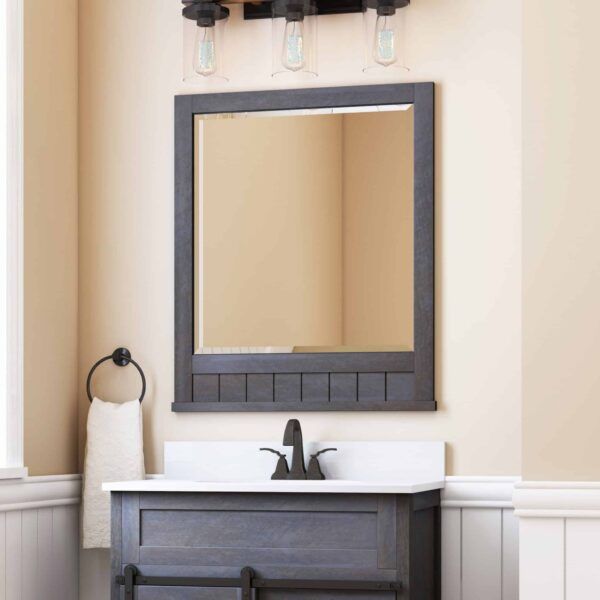 Style Selections Morriston 30-in Distressed Java Single Sink Bathroom Vanity with White Engineered Stone Top
