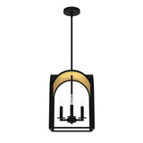 Hunter Dukestown 4-Light Natural Iron with Gold Leaf Transitional Lantern LED Medium Hanging Pendant Light