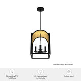 Hunter Dukestown 4-Light Natural Iron with Gold Leaf Transitional Lantern LED Medium Hanging Pendant Light