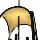 Hunter Dukestown 4-Light Natural Iron with Gold Leaf Transitional Lantern LED Medium Hanging Pendant Light