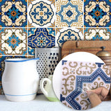 Goory 10 Pcs Moroccan Style Tile Sticker Backsplash Peel & Stick Kitchen Tile Decal, 8x8 Inches.
