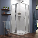Cornerview 36 in. x 36 in. x 74.75 in. Framed Corner Sliding Shower Enclosure in Chrome with White Acrylic Base - Super Arbor