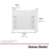 American Standard Ovation Curve 60 in. W x 60 in. H 3-Piece Glue-Up Alcove Tub Surrounds, Arctic White