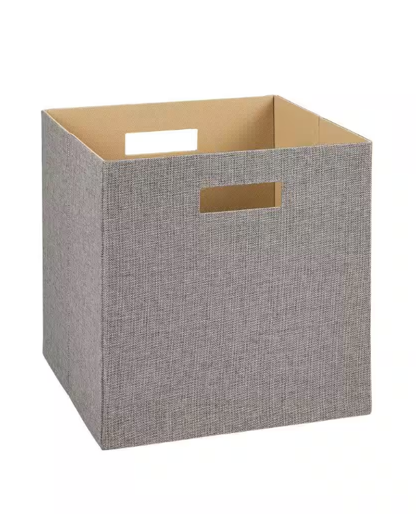 13 in. D x 13 in. H x 13 in. W Grey Fabric Cube Storage Bin