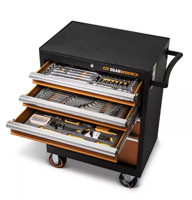 1/4 in., 3/8 in. and 1/2 in. Drive Mechanics Tool Set in EVA with 26 in. 5-Drawer GSX Rolling Tool Cabinet (192-Pieces)