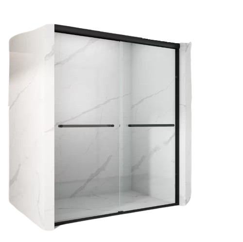 TOOLKISS 56 in. - 60 in. W x 72 in. H Sliding Framed Shower Door in Matte Black with Clear Glass