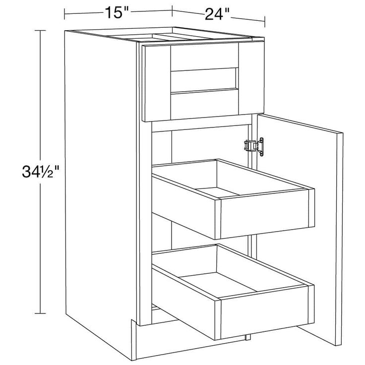 Home Decorators Collection Washington Veiled Gray Plywood Shaker Assembled Base Kitchen Cabinet FH 2 ROT Sft Cls R 15 in W x 24 in D x 34.5 in H