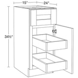 Home Decorators Collection Washington Veiled Gray Plywood Shaker Assembled Base Kitchen Cabinet FH 2 ROT Sft Cls R 15 in W x 24 in D x 34.5 in H