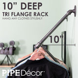 1/2 in. x 2 ft. L Black Pipe Tri-Flange Wall Mounted Clothing Rack Kit