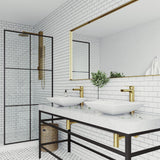 Hibiscus Matte Stone Vessel Bathroom Sink in White with Amada Faucet in Matte Gold - Super Arbor