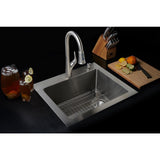 All-in-One Dual Mount Stainless Steel 25 in. 2-Hole Single Bowl Tight Radius Kitchen Sink in Brushed Finish with Faucet - Super Arbor