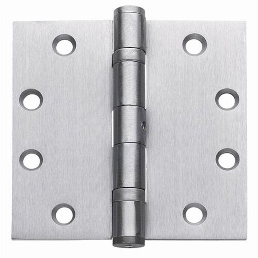 4.5 in. x 4.5 in. Brushed Chrome Ball Bearing Non-Removable Pin Steel Hinge (Set of 3) - Super Arbor