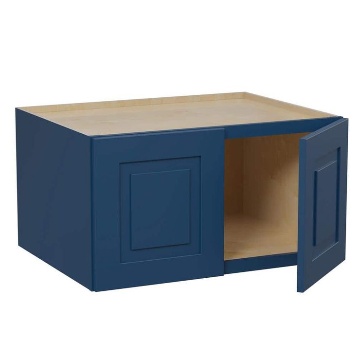 Home Decorators Collection Grayson 36 in. W x 24 in. D x 15 in. H Assembled Plywood Wall Bridge Kitchen Cabinet in Mythic Blue with Soft Close