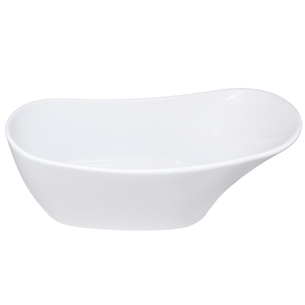 59 in. Acrylic Single Slipper Flatbottom Non-Whirlpool Bathtub in Glossy White - Super Arbor