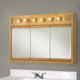 Richland 48 in. W x 30 in. H x 5 in. D Framed 6-Light Tri-View Surface-Mount Bathroom Medicine Cabinet in Nutmeg Oak - Super Arbor