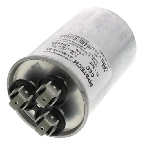 Rheem 43-25133-03 capacitor - detail view (Voltage: 370V; MFD: 35/3)