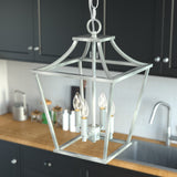 Hunter Laurel Ridge 4-Light Brushed Nickel Traditional Lantern LED Medium Hanging Pendant Light