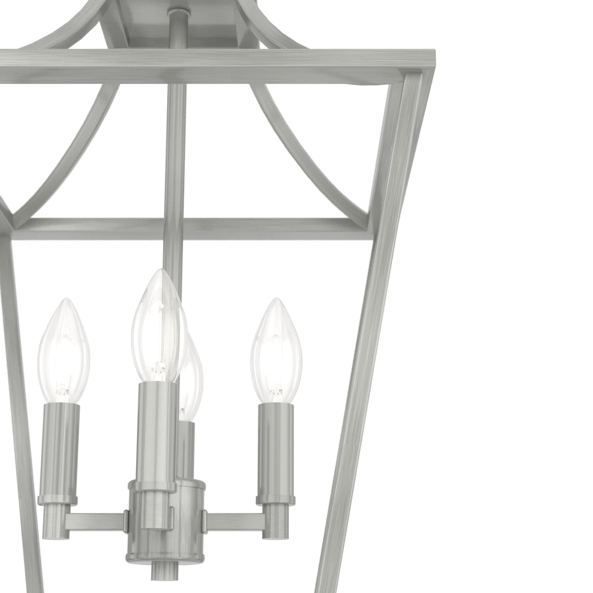 Hunter Laurel Ridge 4-Light Brushed Nickel Traditional Lantern LED Medium Hanging Pendant Light
