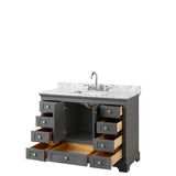 Wyndham Collection Deborah 48-in Dark Gray Single Sink Bathroom Vanity with White Carrara Natural Marble Top