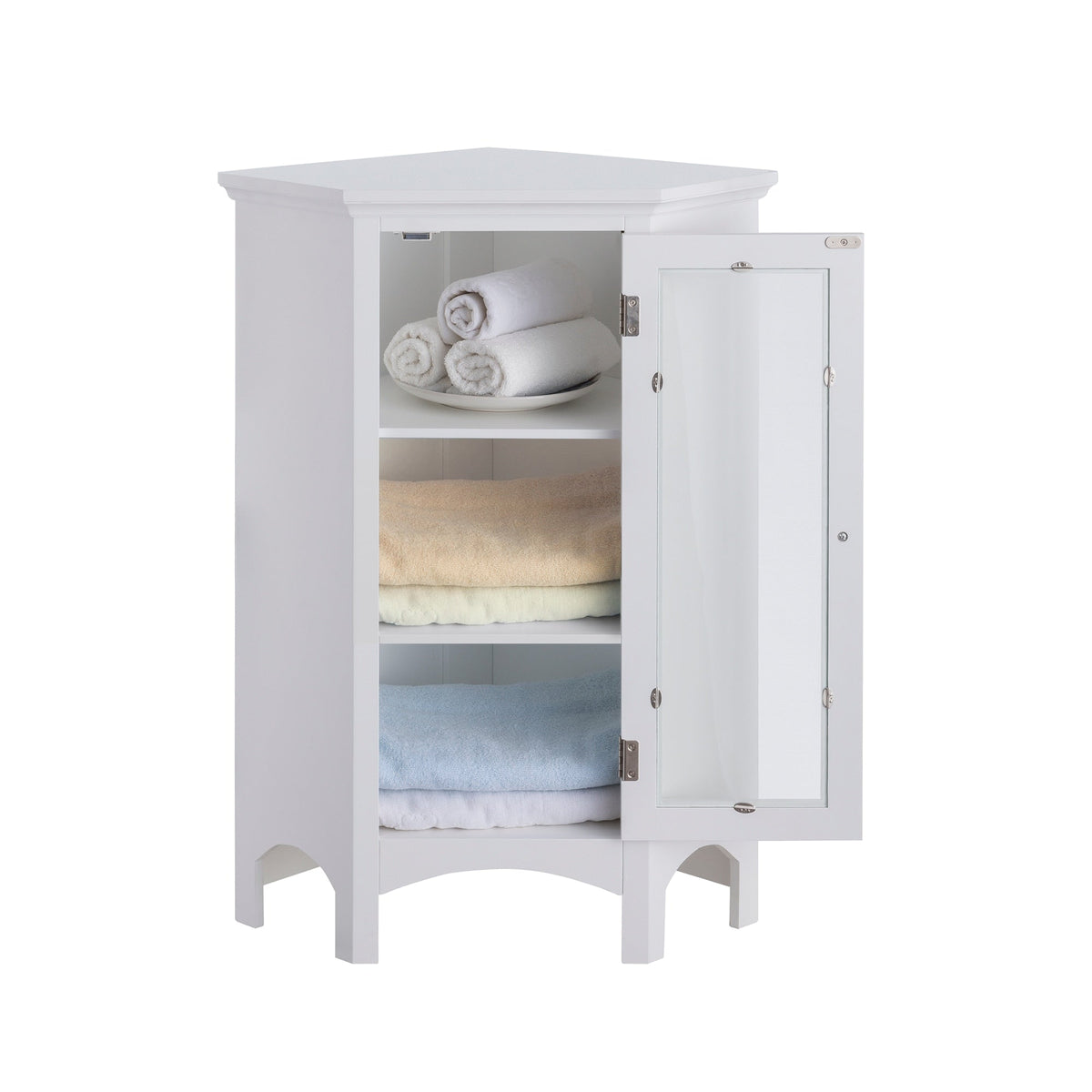Teamson Home Madison 24.75-in x 32-in x 17-in White Freestanding Corner Linen Cabinet