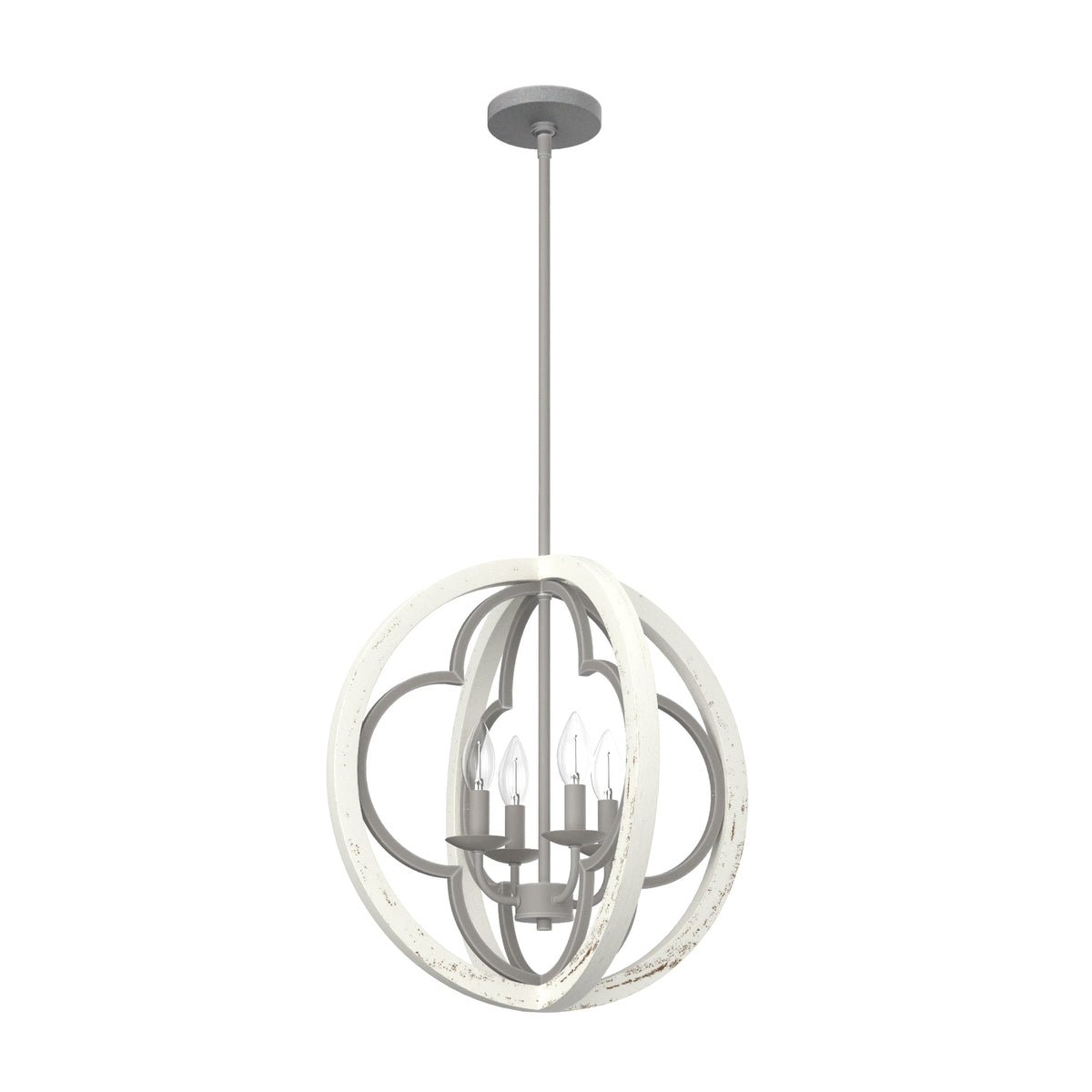 Hunter Gablecrest 4-Light Concrete with Rustic White Rustic Geometric LED Medium Hanging Pendant Light