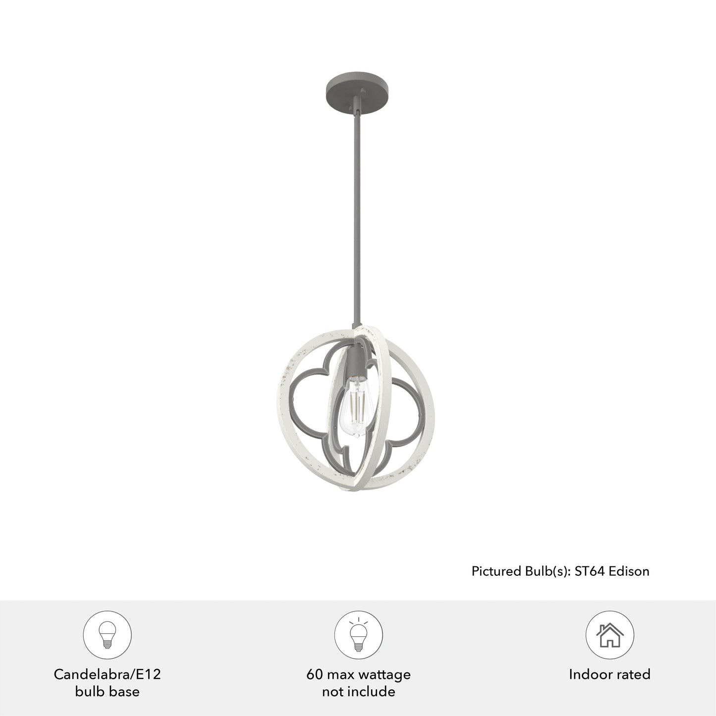 Hunter Gablecrest 4-Light Concrete with Rustic White Rustic Geometric LED Mini Hanging Pendant Light