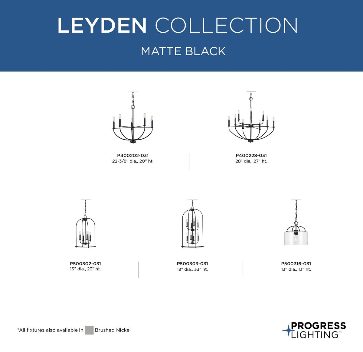 Progress Lighting Leyden 5-Light Brushed Nickel Transitional Chandelier