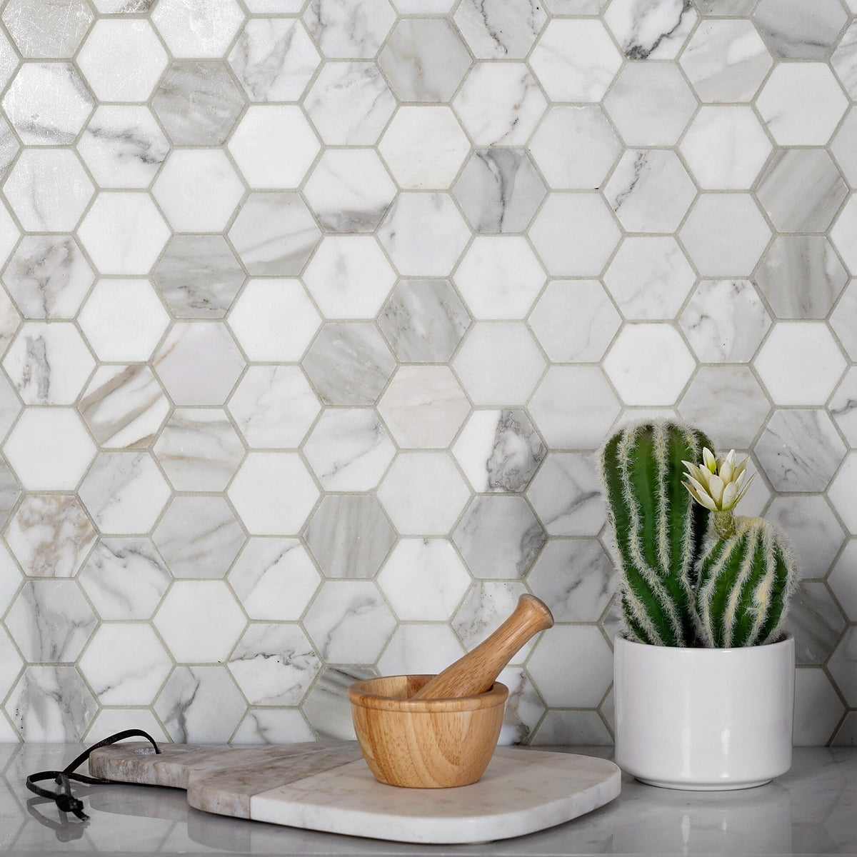 Apollo Tile Gray 12-in x 12-in Honed Natural Stone Marble Honeycomb Marble Look Floor and Wall Tile (4.83-sq. ft/ Carton)