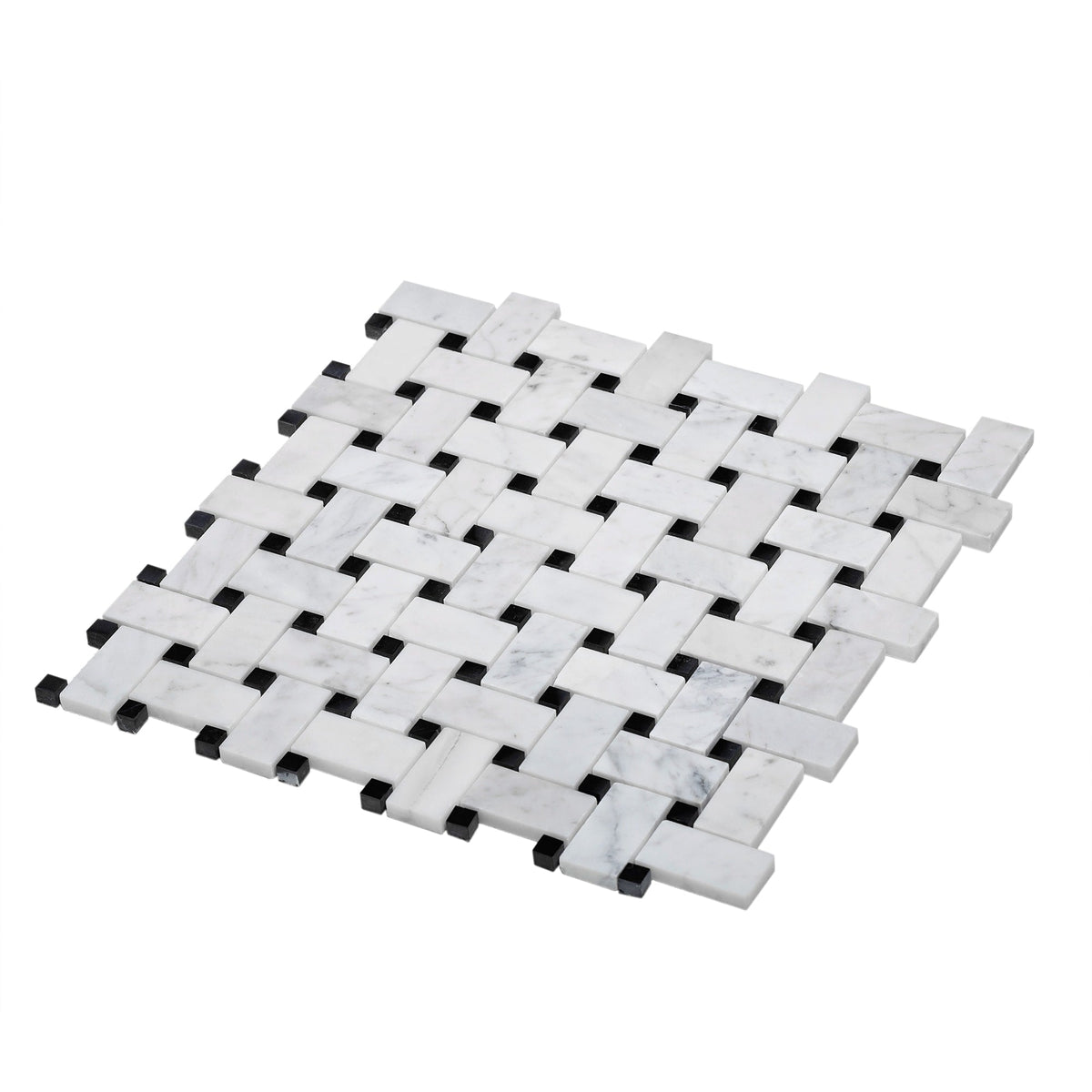 Apollo Tile (Sample) White and Black 4-in x 4-in Polished Marble Floor and Wall Tile