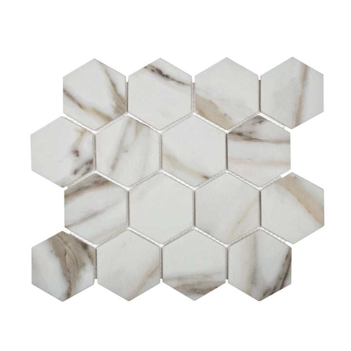 Apollo Tile (Sample) Beige 4-in x 4-in Matte Glass Honeycomb Wood Look Floor and Wall Tile
