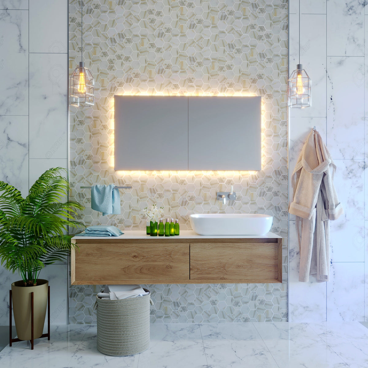 Apollo Tile (Sample) Beige 4-in x 4-in Matte Glass Honeycomb Wood Look Floor and Wall Tile