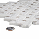 Apollo Tile White, Beige 11-in x 11-in Polished Natural Stone Marble Basketweave Marble Look Floor and Wall Tile (4.47-sq. ft/ Carton)