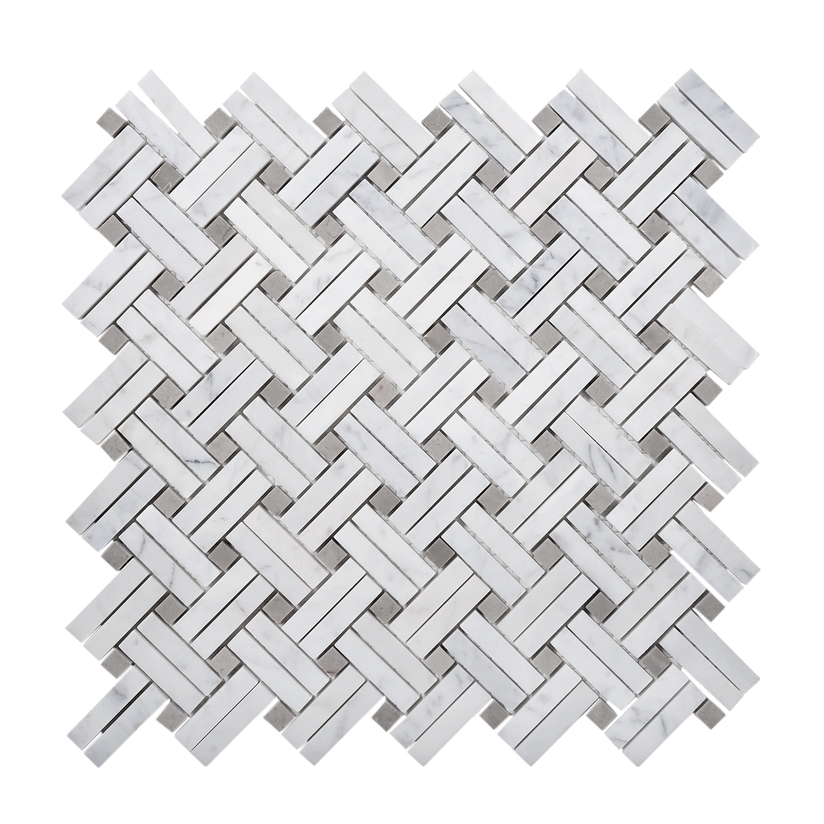 Apollo Tile White, Beige 11-in x 11-in Polished Natural Stone Marble Basketweave Marble Look Floor and Wall Tile (4.47-sq. ft/ Carton)